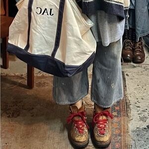 Montblanc Tan Boots with Red Laces